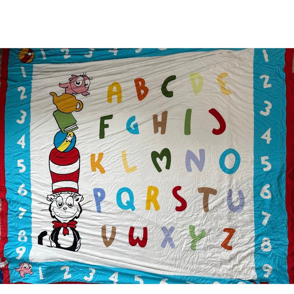 Posh Peanut Dr Seuss ABC Alphabet Luxe Patoo Blanket Cat in the Hat Bamboo